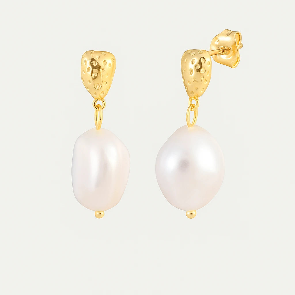 Gold-Plated Pearl Drop Earrings