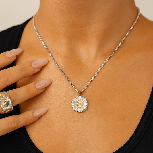 Floral Charm Silver-Plated Daisy Necklace