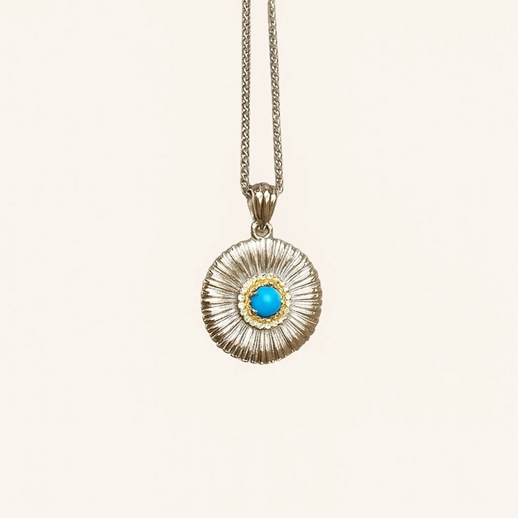 Turquoise Sunburst Copper Pendant Necklace