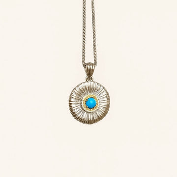 Turquoise Sunburst Copper Pendant Necklace