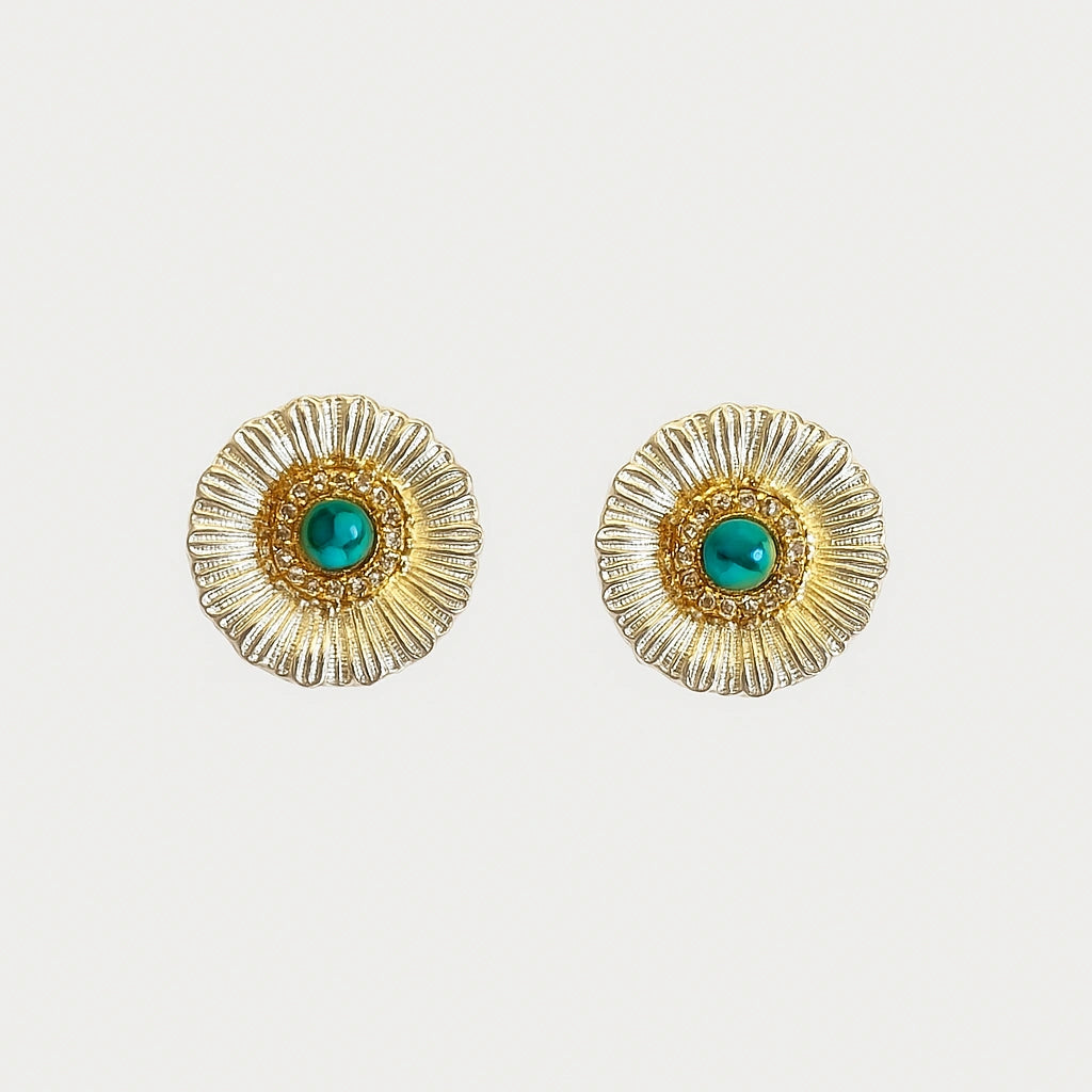 Turquoise Bloom Copper Floral Earrings