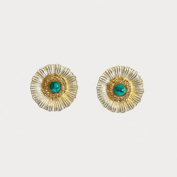 Turquoise Bloom Copper Floral Earrings