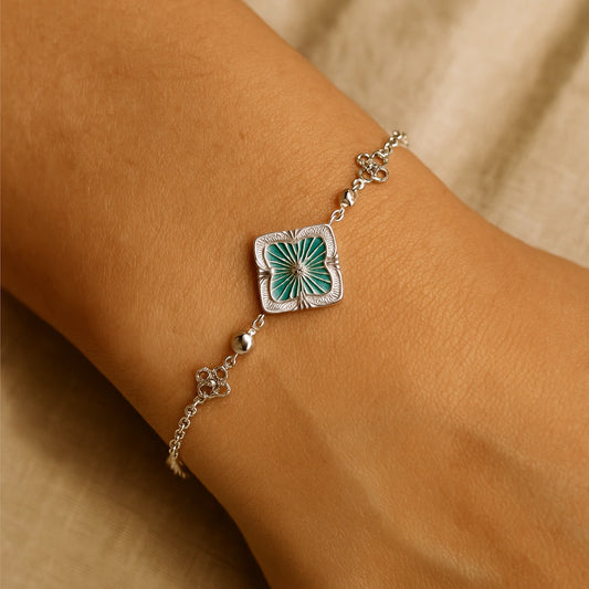 Floral Charm Silver Bracelet
