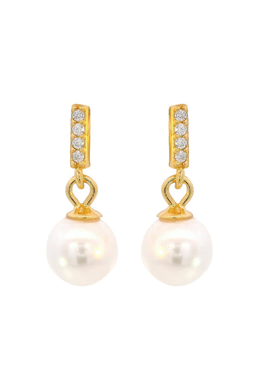 GEORGINI ADAGIO EFFORTLESS GLOW BAR DANGLE PEARL EARRINGS