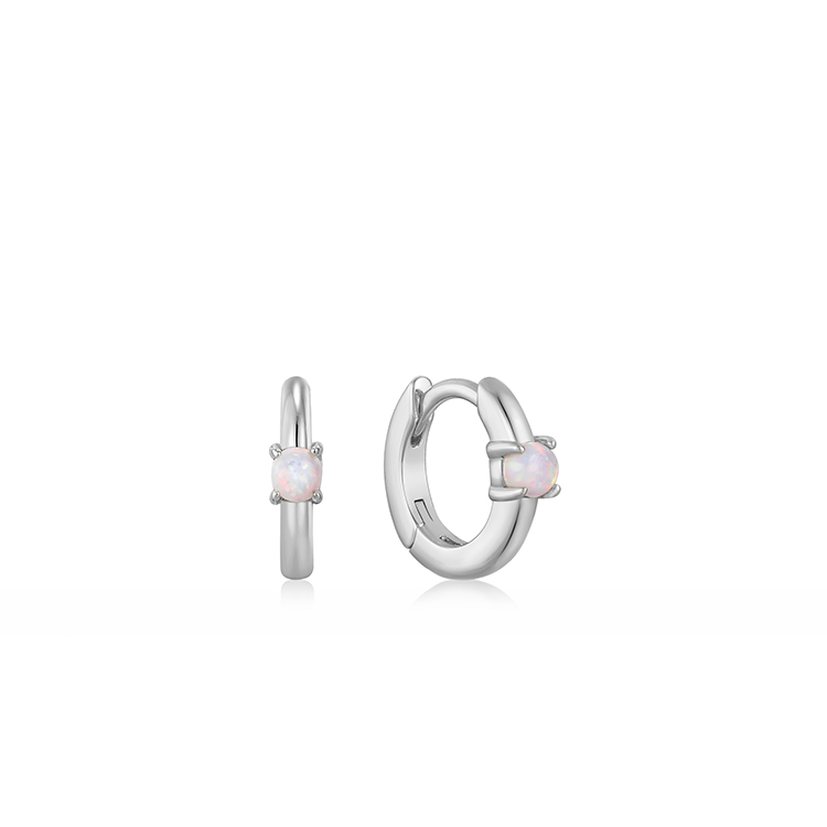 Ania Haie Silver Kyoto Opal Cabochon Huggie Hoop Earrings