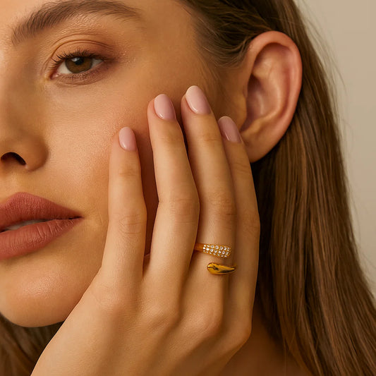 Gold Plated Geometric Adjustable Ring