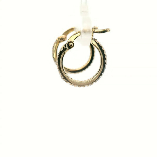 Cubic Zirconia Set Hoops in Yellow Gold