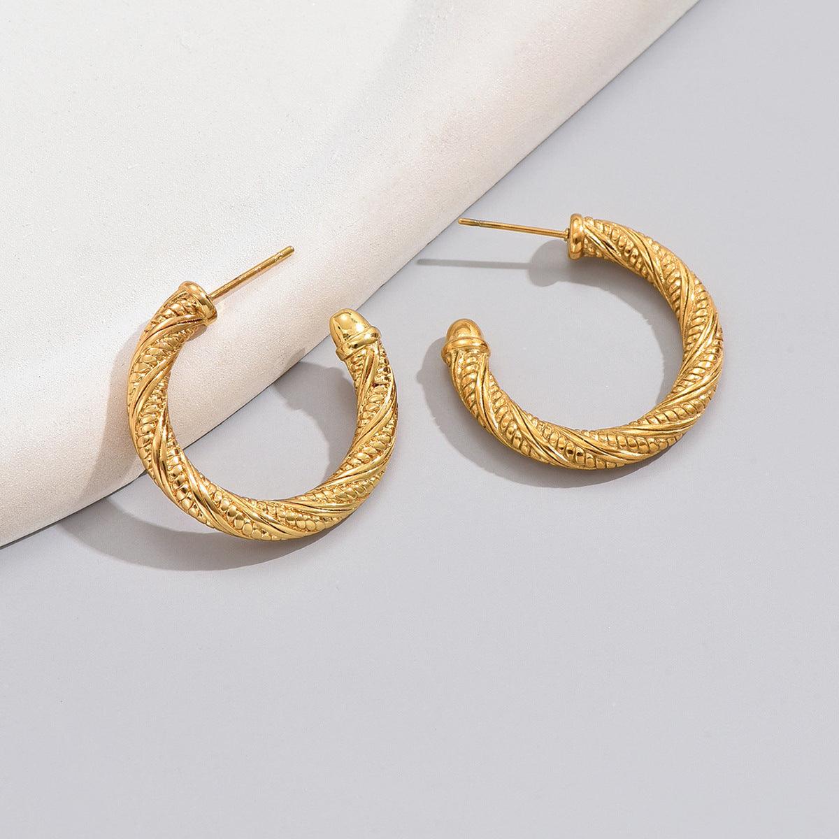 Elegant Twisted Gold Hoop Earrings – 18K Gold Plated - Begum