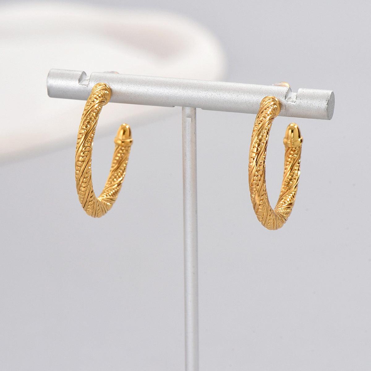 Elegant Twisted Gold Hoop Earrings – 18K Gold Plated - Begum