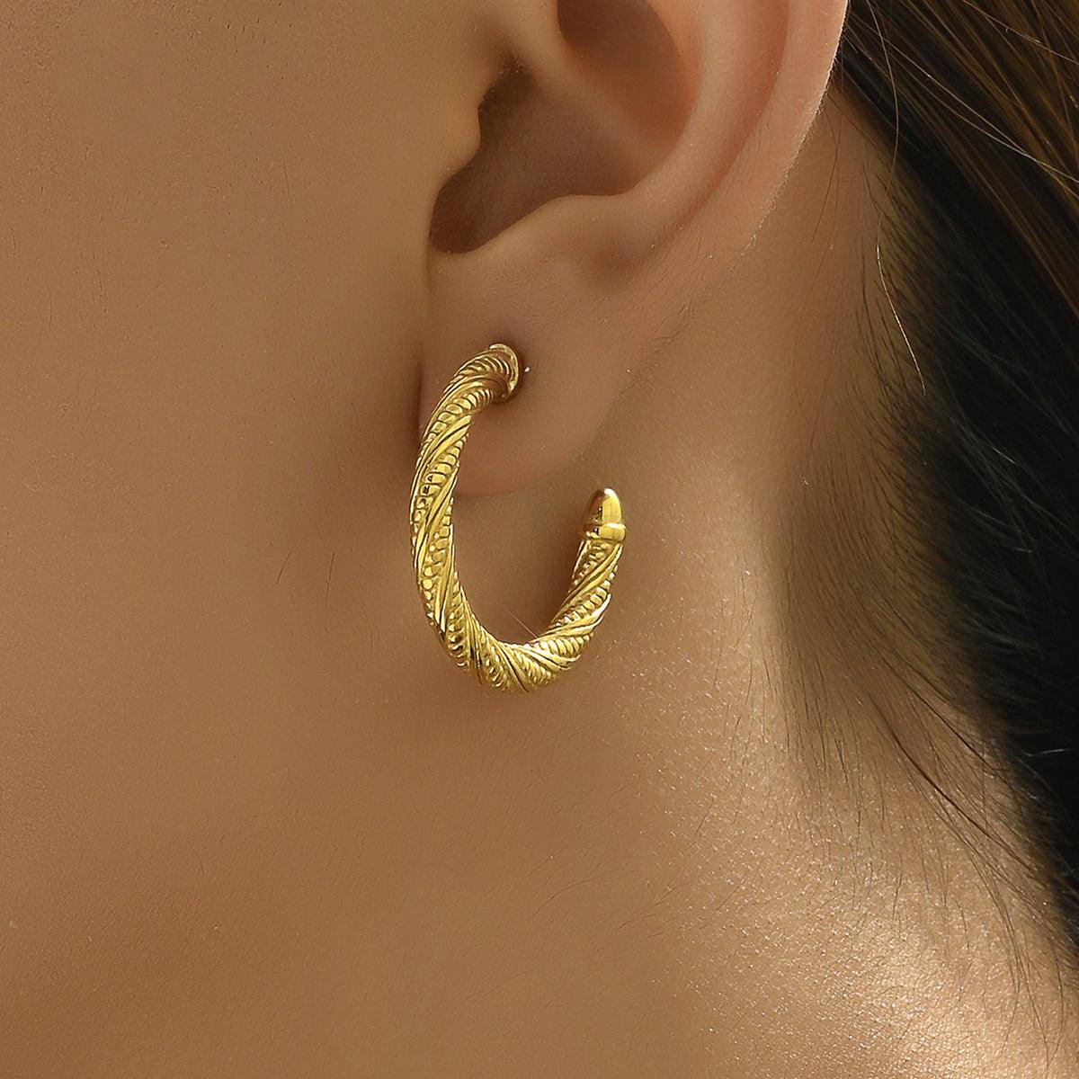 Elegant Twisted Gold Hoop Earrings – 18K Gold Plated - Begum