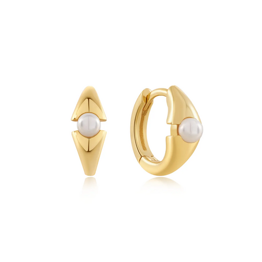 Ania Haie Silver Black Agate Huggie Hoop Earrings