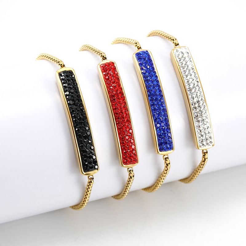 Elegant Gold Bar Bracelet with Cubic Zirconia – Adjustable Fashion Accessory - Begum