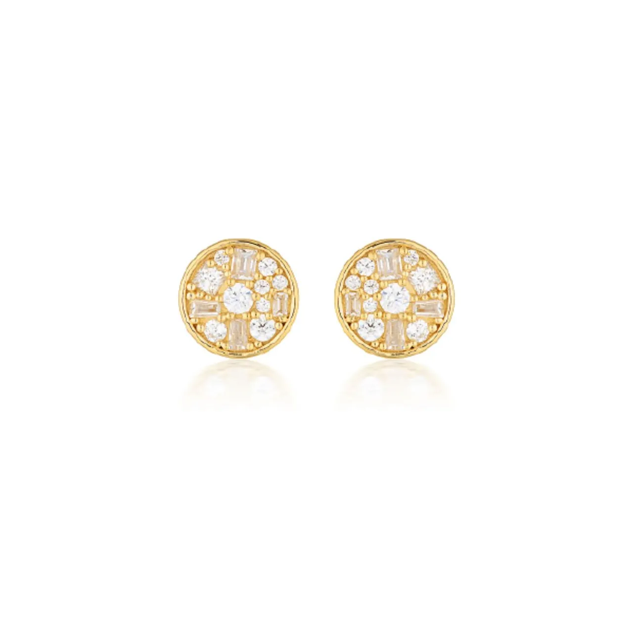 Mini Mosaic Gold Stud Earrings