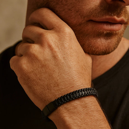Men’s Leather & Stainless Steel Bracelet