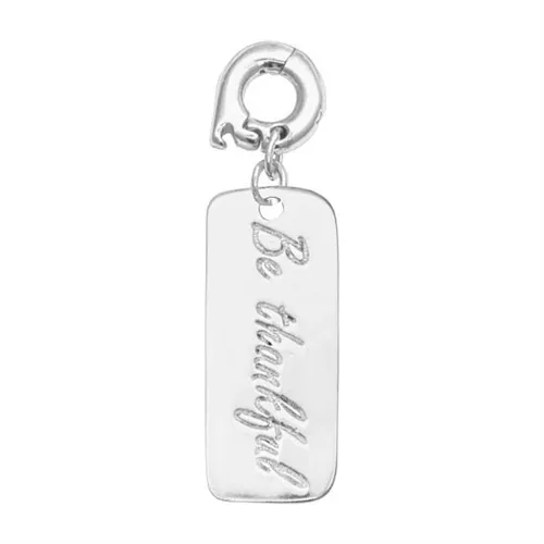 Nikki Lissoni Silver Plated 'Be Thankful' 25mm Charm