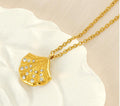 Gold Shell Pendant Necklace with Crystals – Trendy Jewellery - Begum