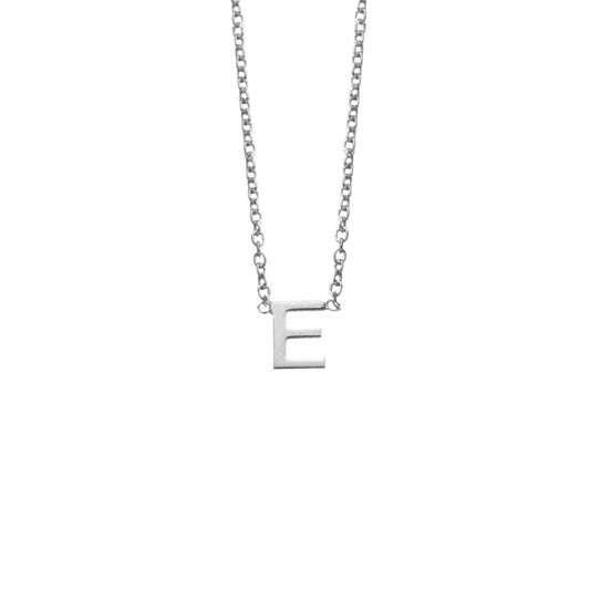 Sterling Silver Necklace With Initial Pendant E