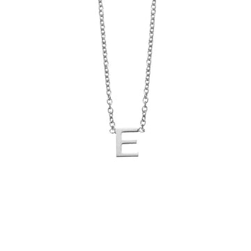 Sterling Silver Necklace With Initial Pendant E