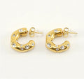 Gold-Plated Stainless Steel Hoop Earrings with Cubic Zirconia Gemstones - Begum