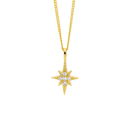 Ellani Gold Plated Cubic Zirconia Star Pendant