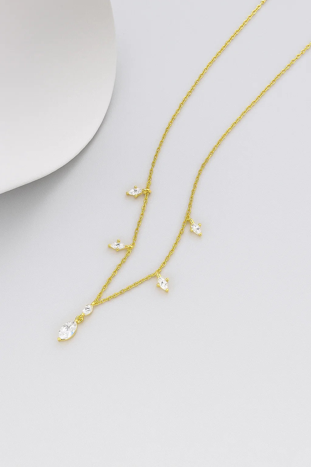 Zircon Teardrop Necklace in Sterling Silver