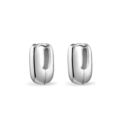 Yellow Gold Sterling Silver Heavy Look Oblong Hoop Earrings