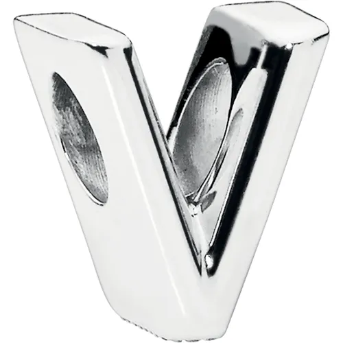 Letter V Silver Charm