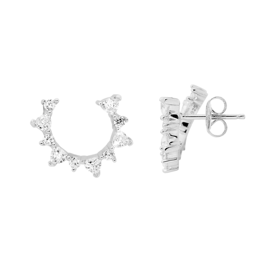 Ellani Sterling Silver Cubic Zirconia Stud Earrings