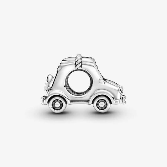 Car Sterling Silver Charm With Red Enamel