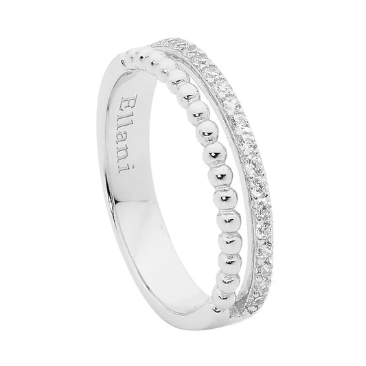 Ellani Sterling Silver Bubble Split Band Ring