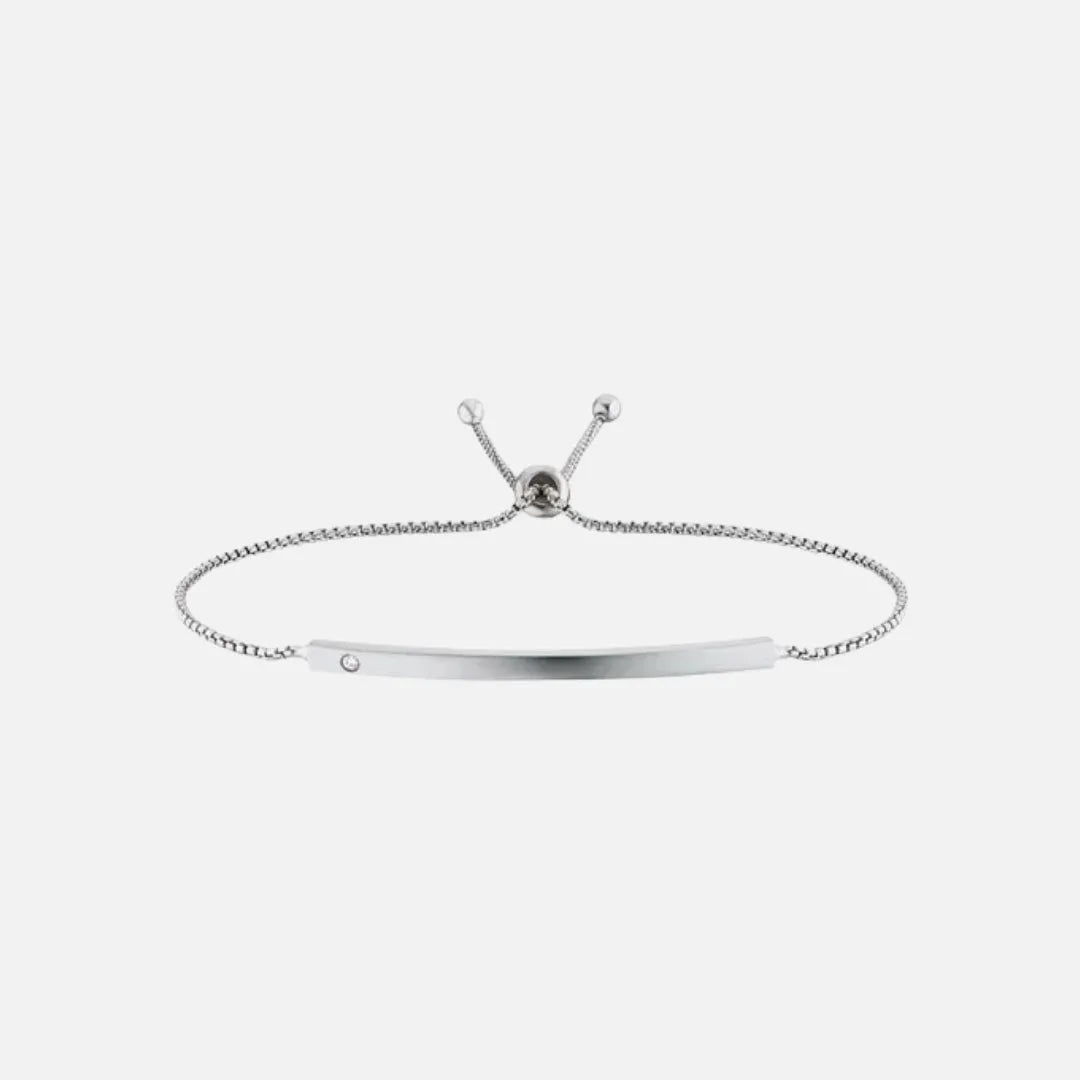 Engelsrufer Silver Engravable Plate with Cubic Zirconias Bracelet