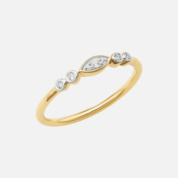 Bezel Top & Bead Set Centre Ring in 9ct Yellow Gold