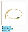 Emerald Green Gemstone Stainless Steel Bracelet – Elegant Gold Chain Jewellery - Begum