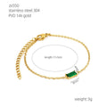 Emerald Green Gemstone Stainless Steel Bracelet – Elegant Gold Chain Jewellery - Begum