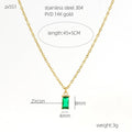 Emerald Green Zircon Pendant Necklace – 14K Gold Plated with Adjustable Chain - Begum