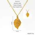 18K Gold Plated Leaf Pendant Necklace – Elegant Chain for Everyday Style - Begum