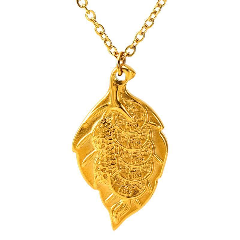 18K Gold Plated Leaf Pendant Necklace – Elegant Chain for Everyday Style - Begum