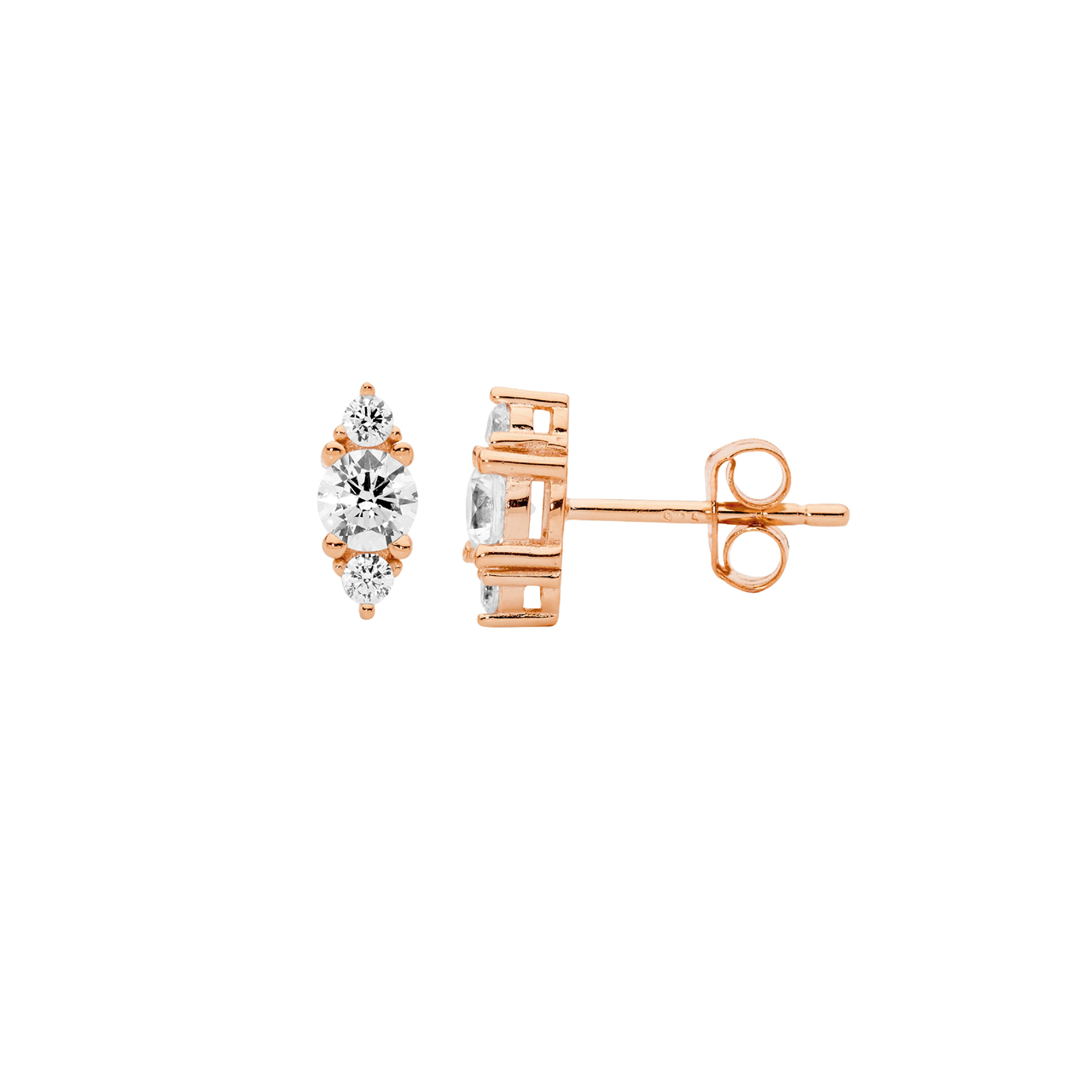 Ellani SS 3X WH CZ Stud Earrings