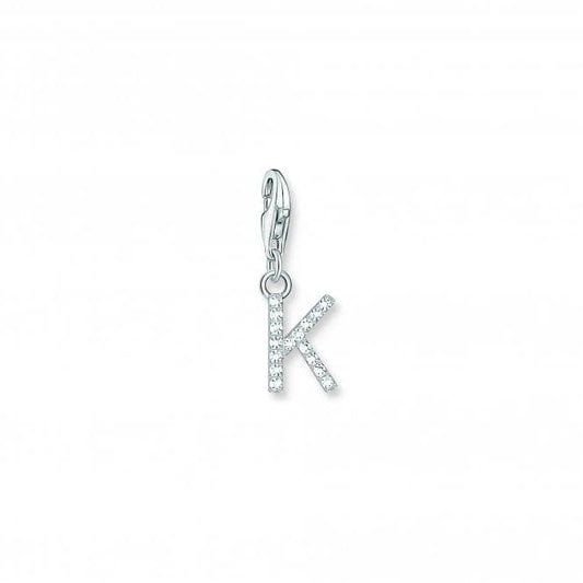 Thomas Sabo Charmista White Zirconia Letter K Charm Pendant