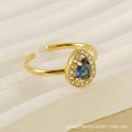 Adjustable Teardrop Zircon Ring – 18K Gold Plated - Begum