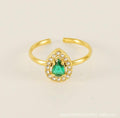 Adjustable Teardrop Zircon Ring – 18K Gold Plated - Begum