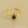 Adjustable Teardrop Zircon Ring – 18K Gold Plated - Begum