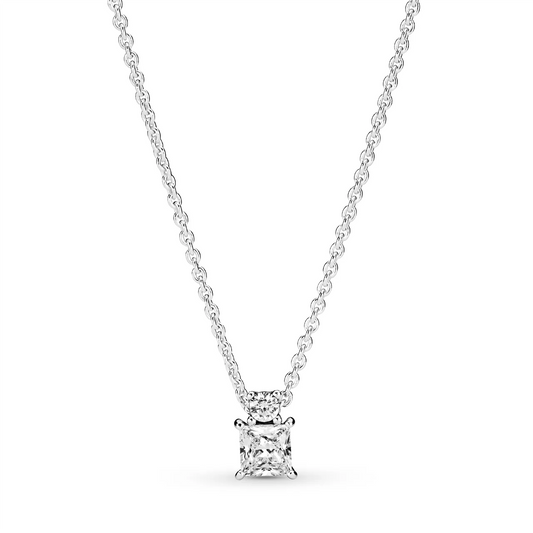 Sterling silver collier with clear cubic zirconia