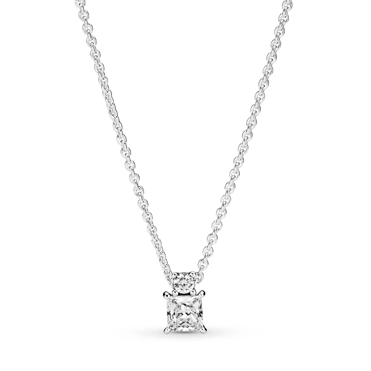 Sterling silver collier with clear cubic zirconia