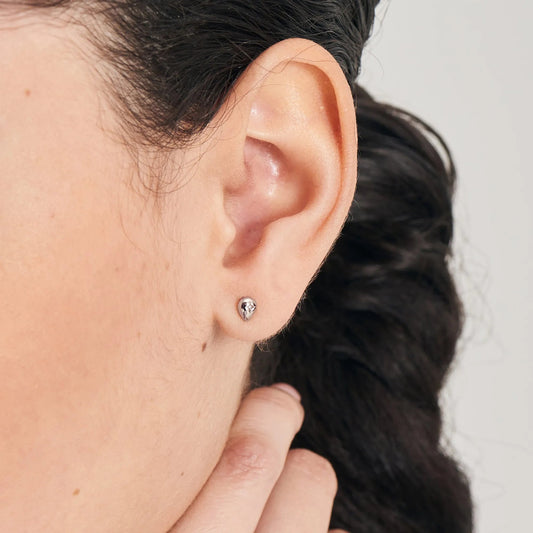 Ania Haie Silver Pebble Sparkle Stud Earrings