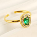 Elegant Adjustable 18K Gold Plated Ring with Oval Zircon Stone - Begum