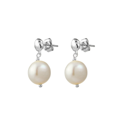 Yellow Gold Plated Sterling Silver Pearl Drop Earring