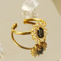 Stunning 18K Gold-Plated Zircon Sunburst Adjustable Ring - Begum