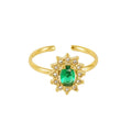 Stunning 18K Gold-Plated Zircon Sunburst Adjustable Ring - Begum