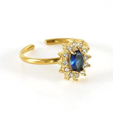 Stunning 18K Gold-Plated Zircon Sunburst Adjustable Ring - Begum